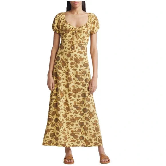 Treasure & Bond Mustard Floral Maxi Dress - Picture 2 of 7
